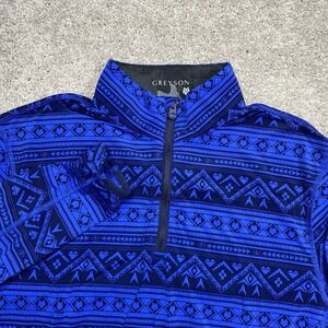 Greyson‎ 1/4 Zip Mens Medium Performance Golf Long Sleeve AOP Aztec Gleneagles